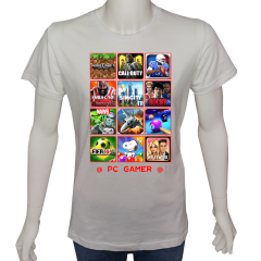 Unisex T-shirt Beyaz 'PC Oyuncu/PC Oyuncu1' Baskılı