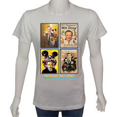 Unisex T-shirt Beyaz 'Ünlüler / Walt Disney' 2Baskılı