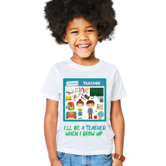 Çocuk T-shirt Beyaz 'Öğretmen' Baskılı