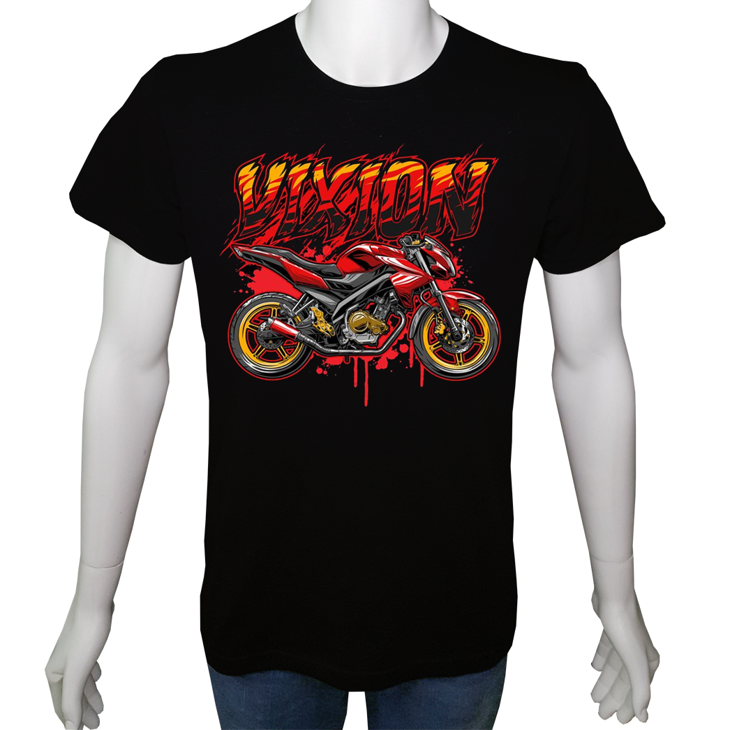 Unisex T-shirt Siyah 'Moto / Moto13' Baskılı