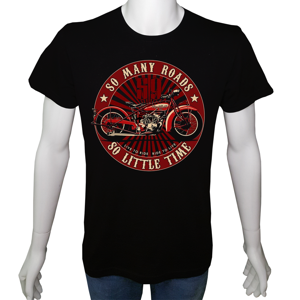 Unisex T-shirt Siyah 'Moto / Moto14' Baskılı