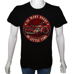 Unisex T-shirt Siyah 'Moto / Moto14' Baskılı