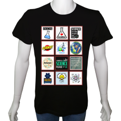 Unisex T-shirt Siyah 'Bilim Kulübü / Bilim2' Baskılı