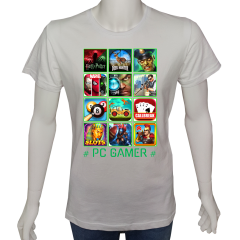 Unisex T-shirt Beyaz 'PC Oyuncu/PC Oyuncu4' Baskılı