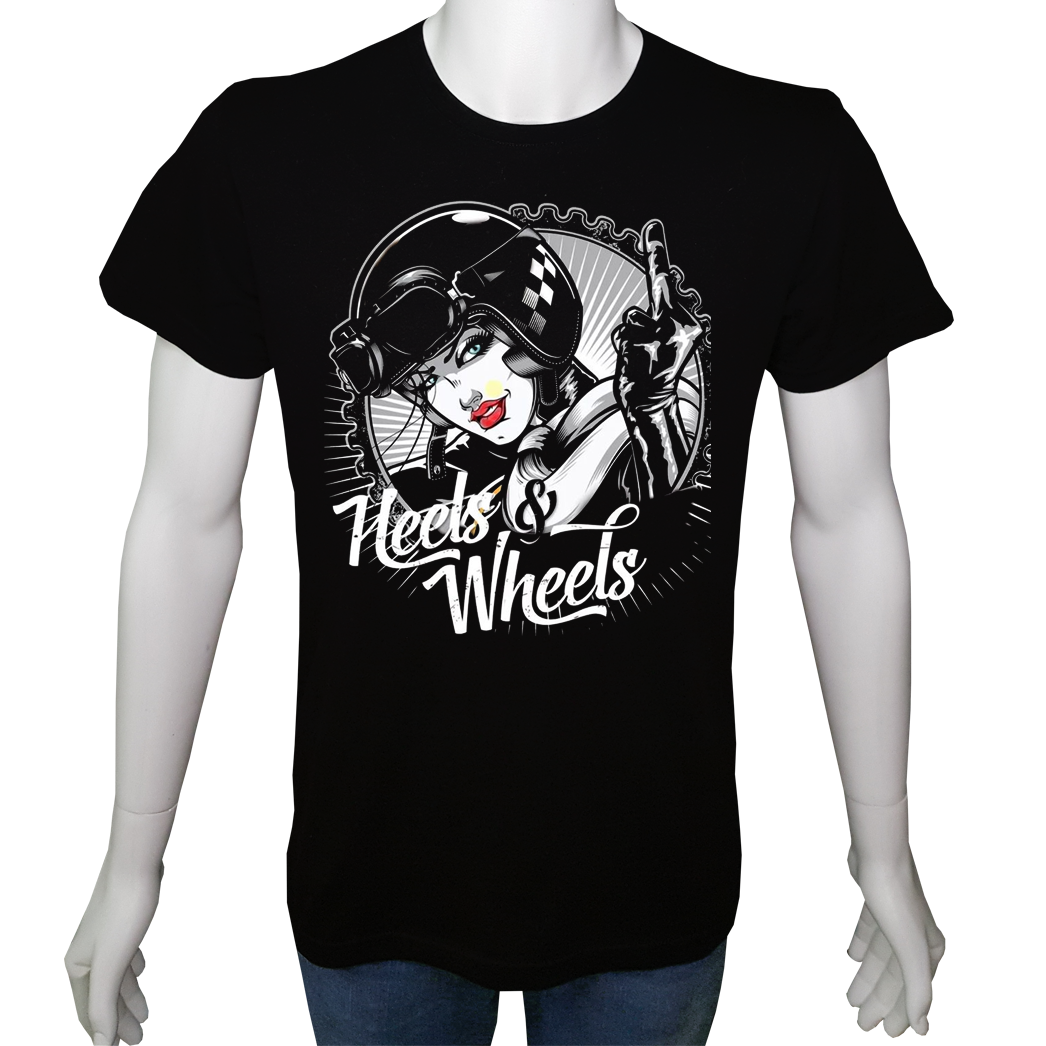 Unisex T-shirt Siyah 'Moto / Moto15' Baskılı