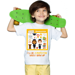 Çocuk T-shirt Beyaz 'Profesör' Baskılı