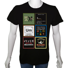 Unisex T-shirt Siyah 'Bilim Kulübü / Bilim4' Baskılı