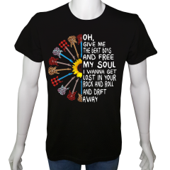 Unisex T-shirt Siyah 'Müzik/Gitar2' Baskılı