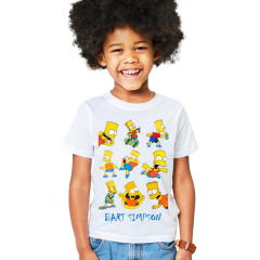 Çocuk T-shirt Beyaz 'Animasyon12' Baskılı