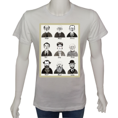 Unisex T-shirt Beyaz 'Ünlüler / Ressamlar1' Baskılı