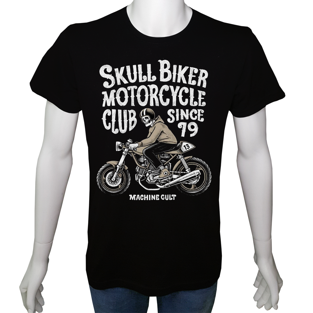 Unisex T-shirt Siyah 'Moto / Moto16' Baskılı