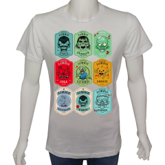 Unisex T-shirt Beyaz 'PopArt / Zombi2' Baskılı
