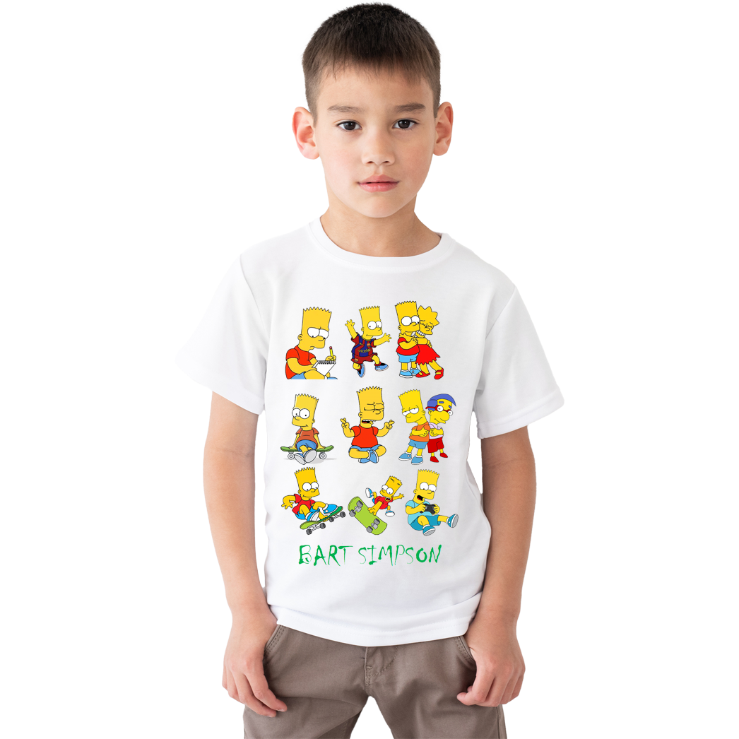 Çocuk T-shirt Beyaz 'Animasyon11' Baskılı