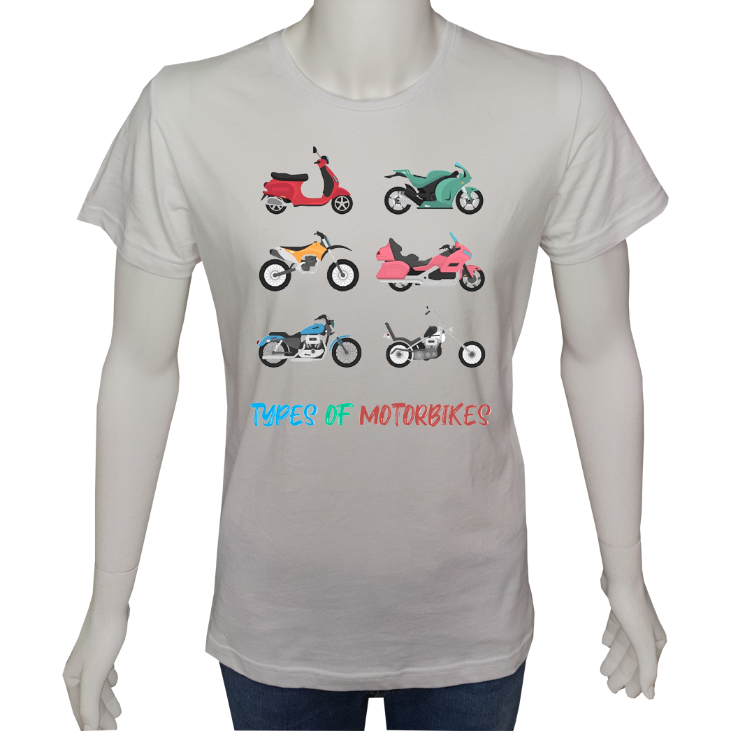 Unisex T-shirt Beyaz 'Moto / Moto17' Baskılı