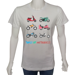 Unisex T-shirt Beyaz 'Moto / Moto17' Baskılı