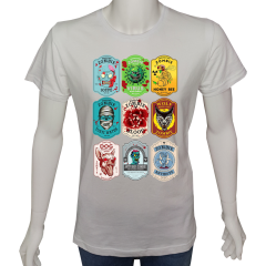 Unisex T-shirt Beyaz 'PopArt / Zombi3' Baskılı