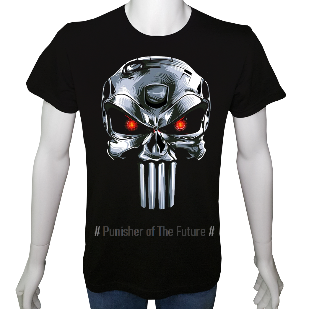 Unisex T-shirt Siyah 'Müzik/Cezalandırıcı' Baskılı