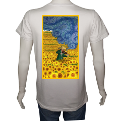 Unisex T-shirt Beyaz 'Ünlüler / Van Gogh1' 2Baskılı