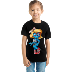 Çocuk T-shirt Siyah 'Animasyon9' Baskılı