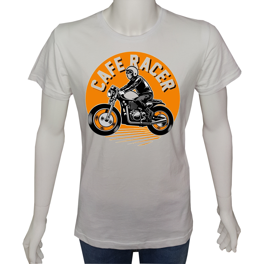 Unisex T-shirt Beyaz 'Moto / Moto18' Baskılı