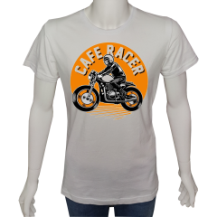 Unisex T-shirt Beyaz 'Moto / Moto18' Baskılı