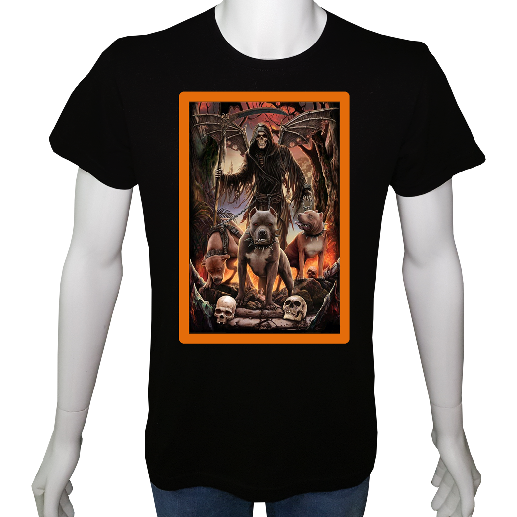Unisex T-shirt Siyah 'PopArt / Azrail1' Baskılı