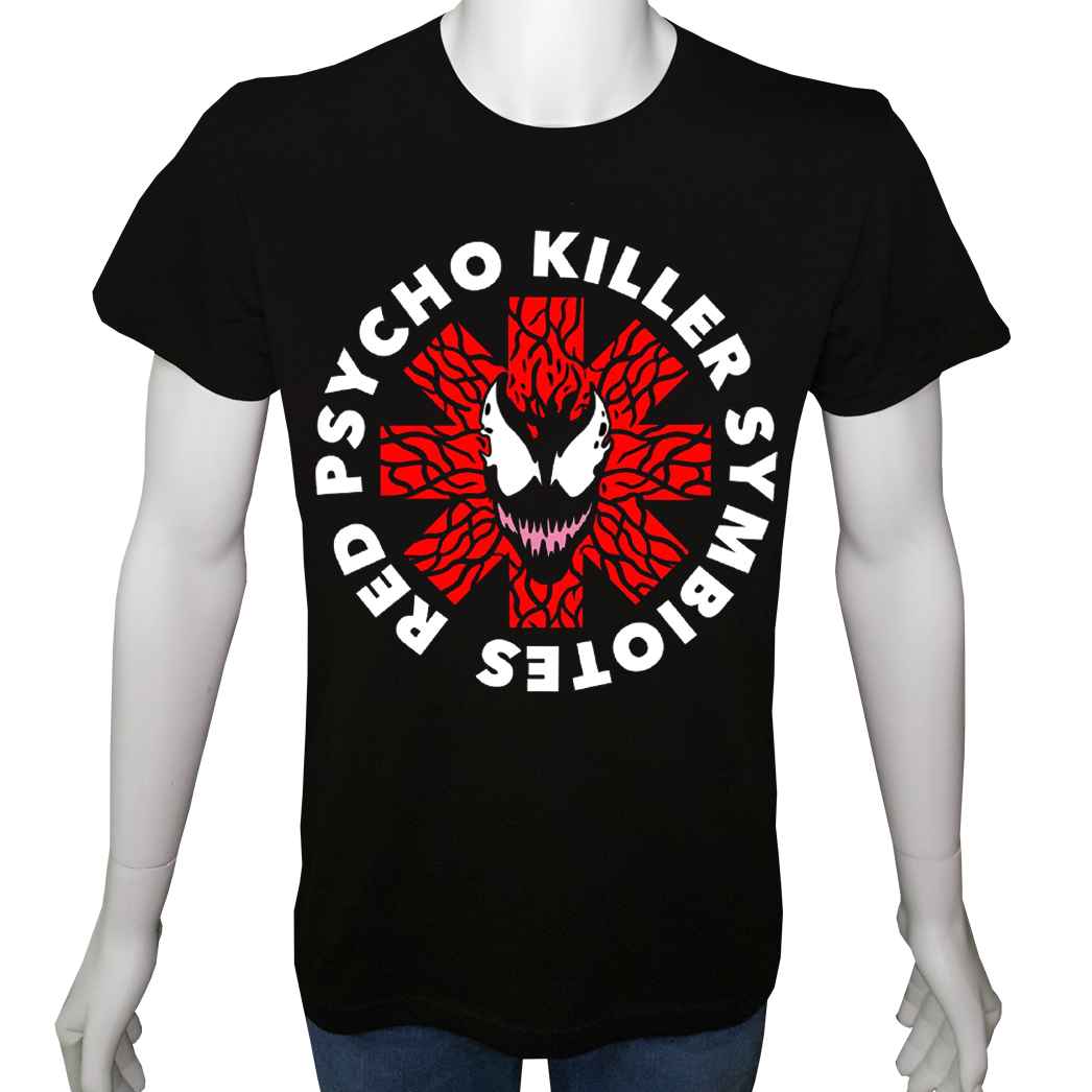 Unisex T-shirt Siyah 'Müzik/Psikopat Katil' Baskılı