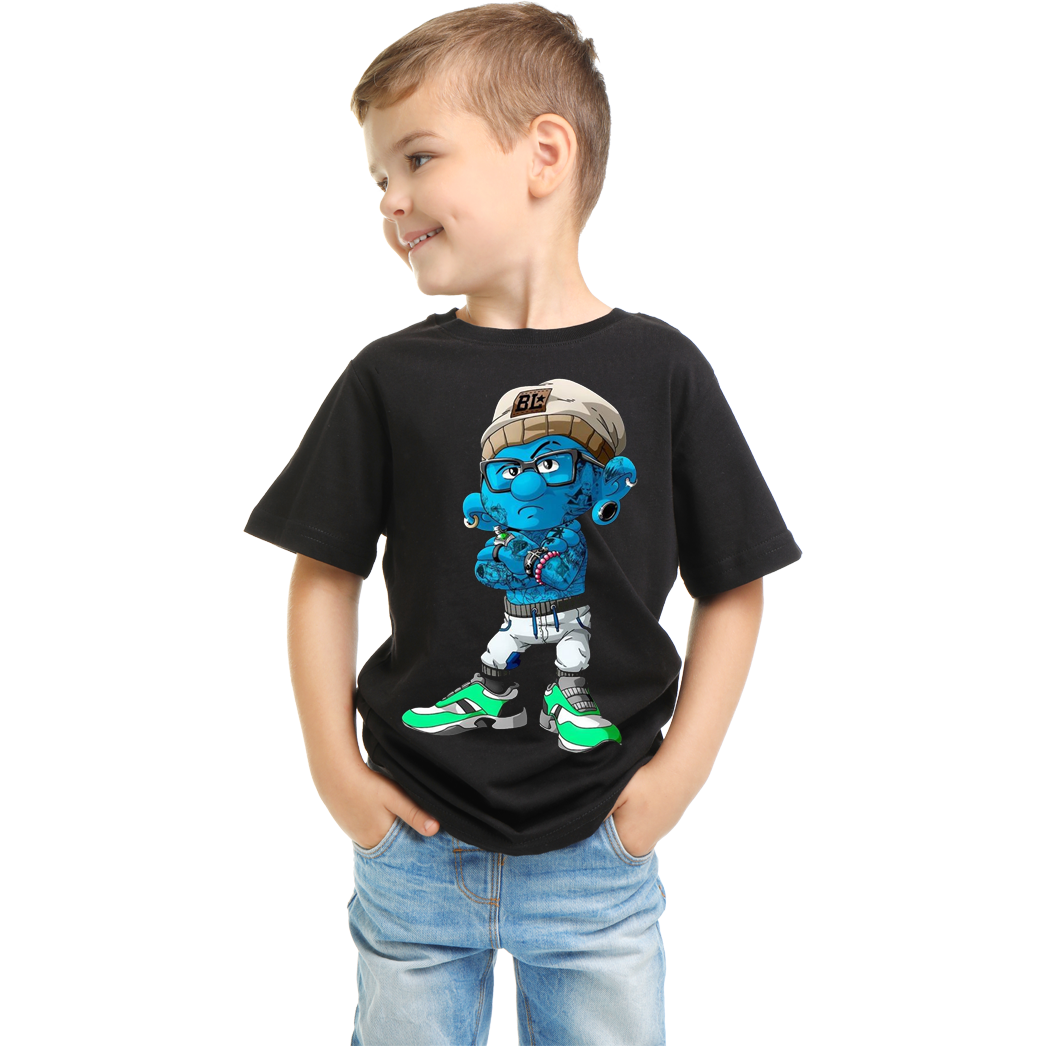 Çocuk T-shirt Siyah 'Animasyon8' Baskılı