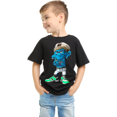 Çocuk T-shirt Siyah 'Animasyon8' Baskılı