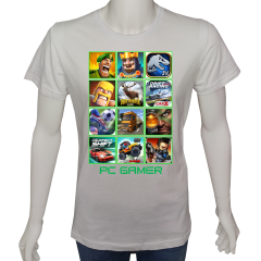 Unisex T-shirt Beyaz 'PC Oyuncu/PC Oyuncu8' Baskılı