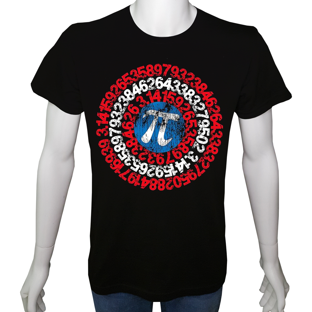 Unisex T-shirt Siyah 'Bilim Kulübü / Pi Sayısı2' Baskılı