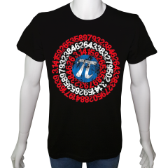 Unisex T-shirt Siyah 'Bilim Kulübü / Pi Sayısı2' Baskılı