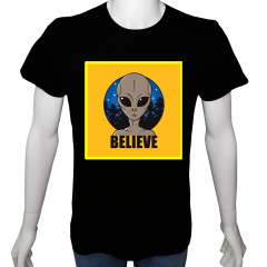 Unisex T-shirt Siyah 'Uçak&Uzay / Alien1' Baskılı