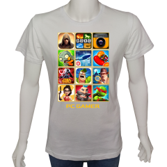 Unisex T-shirt Beyaz 'PC Oyuncu/PC Oyuncu9' Baskılı
