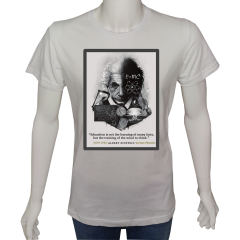 Unisex T-shirt Beyaz 'Ünlüler / Albert Einstein1' Baskılı