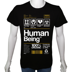 Unisex T-shirt Siyah 'PopArt / İnsanoğlu1' Baskılı