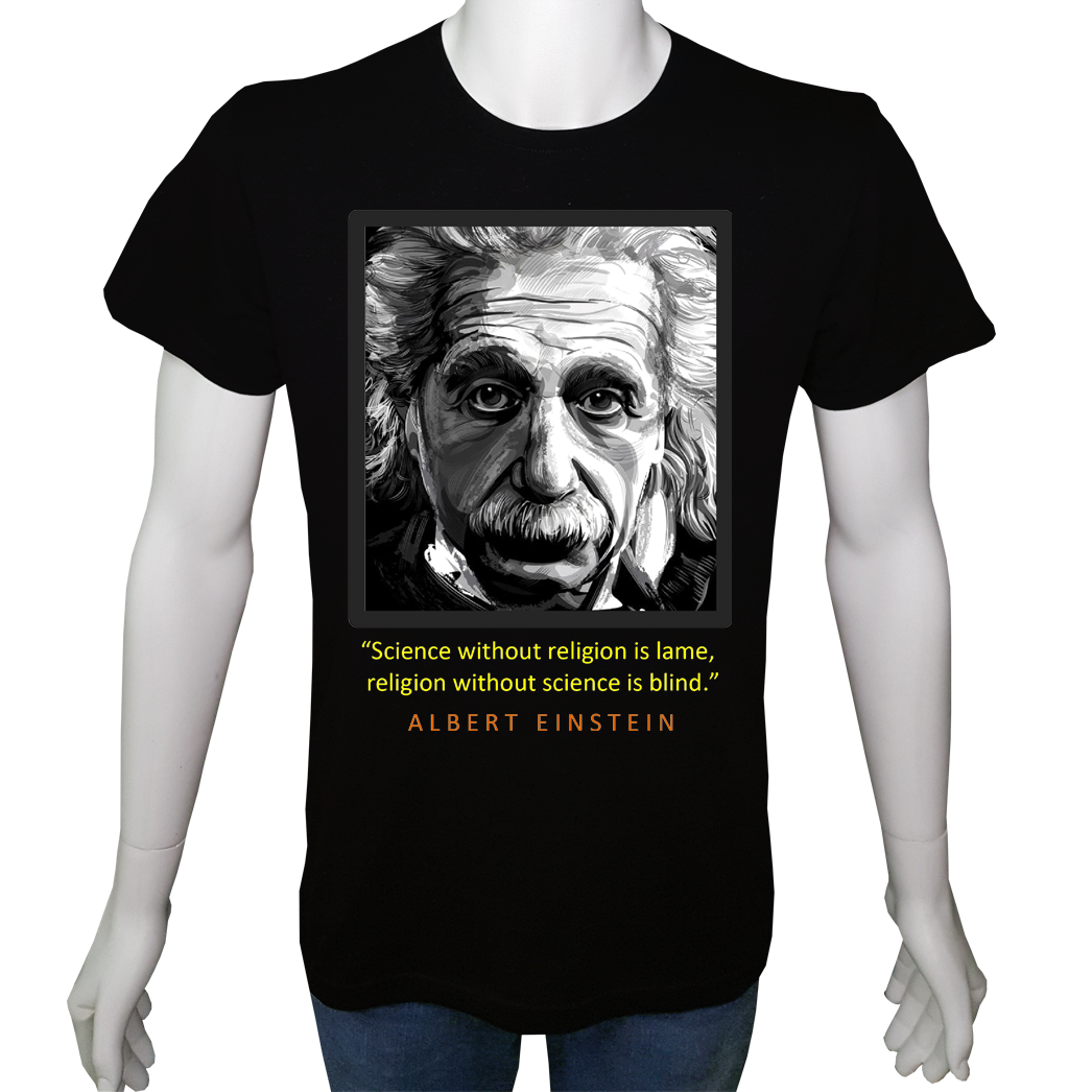 Unisex T-shirt Siyah 'Ünlüler / Albert Einstein2' Baskılı