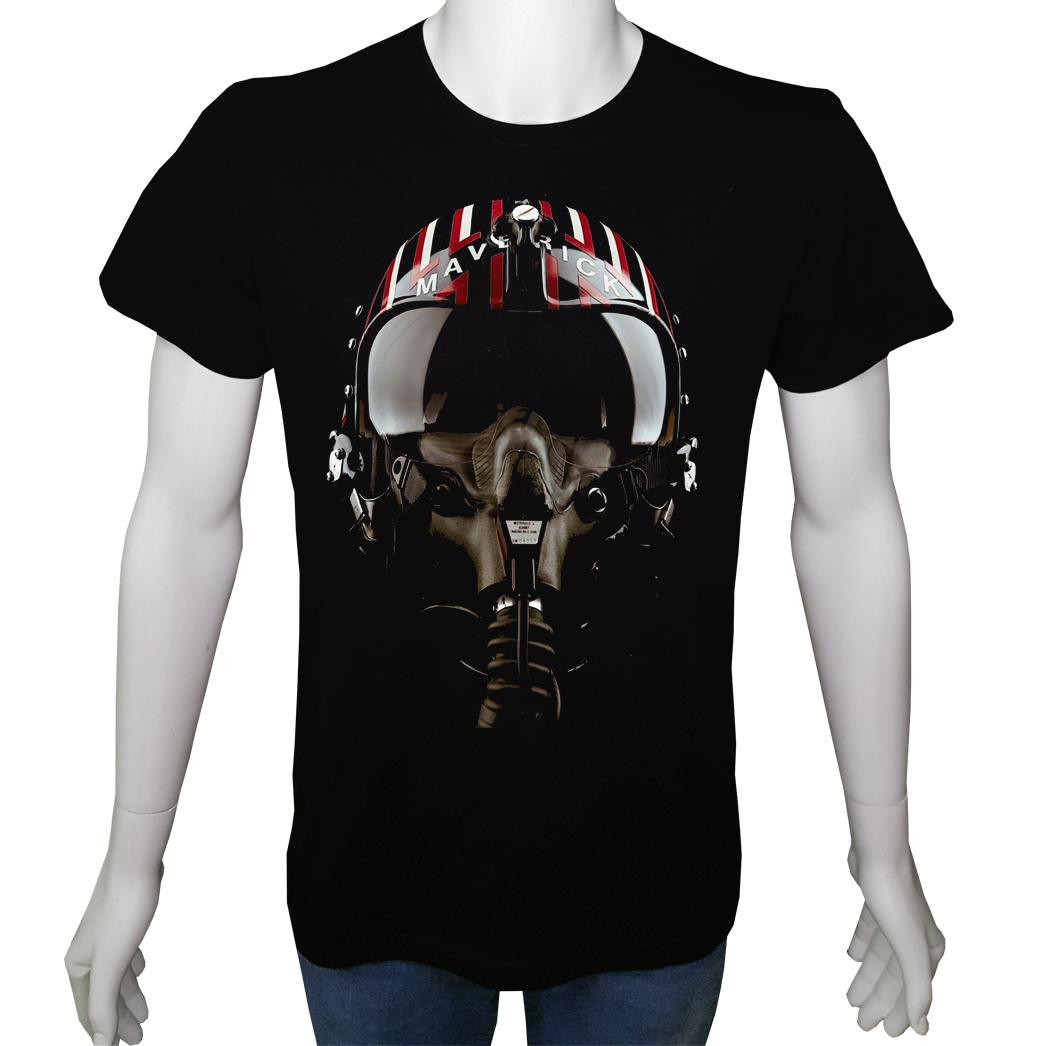 Unisex T-shirt Siyah 'Uçak&Uzay / Pilot1' Baskılı