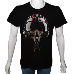 Unisex T-shirt Siyah 'Uçak&Uzay / Pilot1' Baskılı
