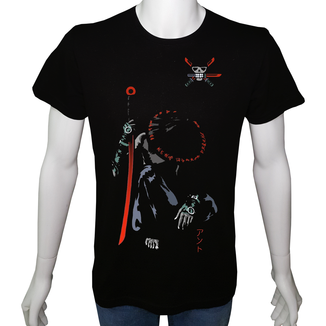 Unisex T-shirt Siyah 'PopArt / Japonca1' 2Baskılı