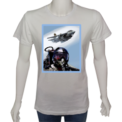 Unisex T-shirt Beyaz 'Uçak&Uzay / Uçak1' Baskılı