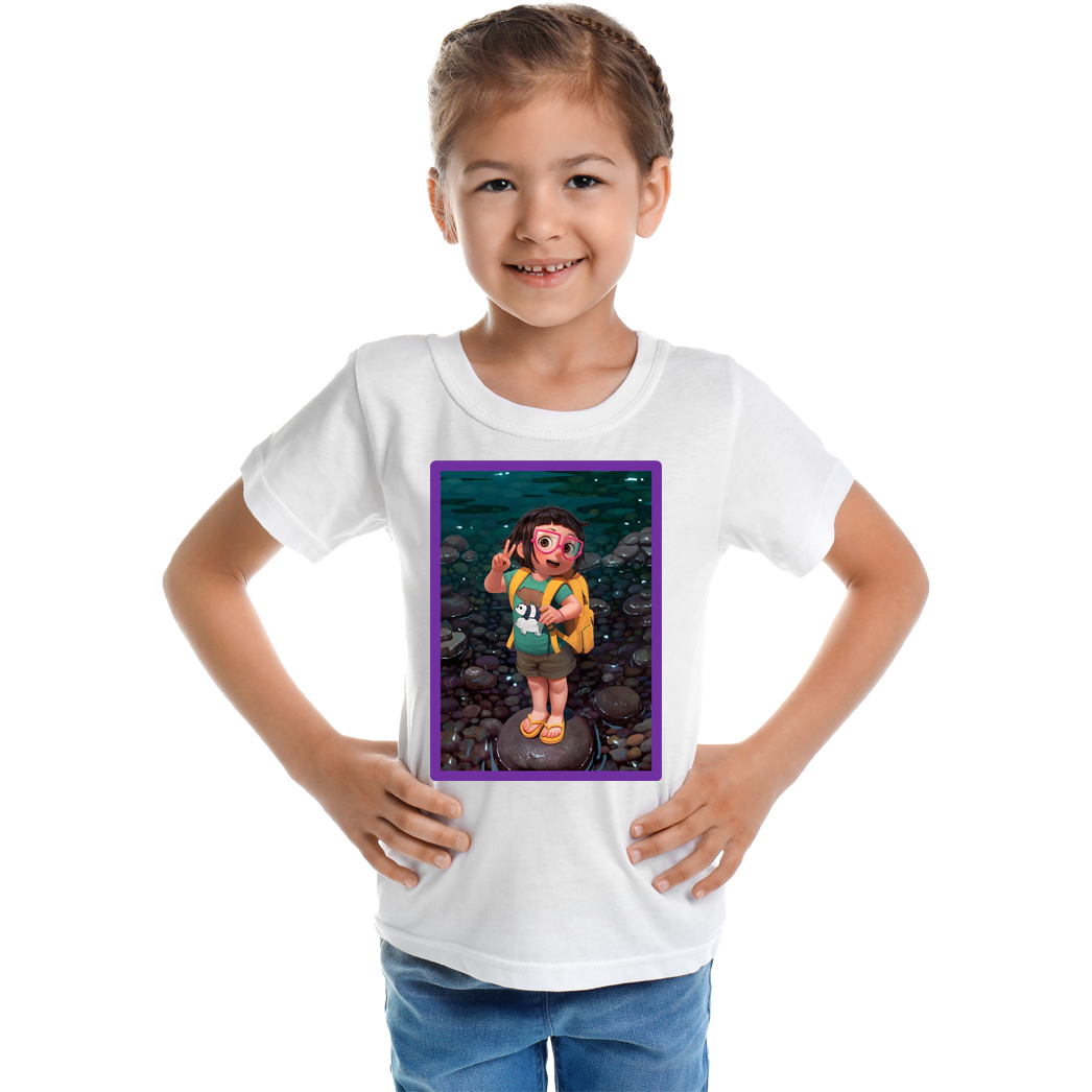 Çocuk T-shirt Beyaz 'Kız Çocuk1' Baskılı