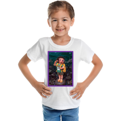 Çocuk T-shirt Beyaz 'Kız Çocuk1' Baskılı