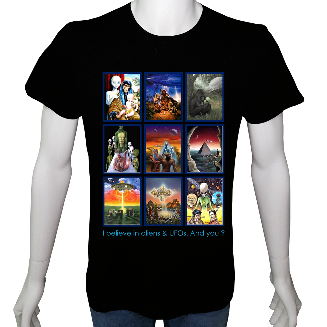 Unisex T-shirt Siyah 'Uçak&Uzay / Alien4' Baskılı
