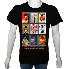 Unisex T-shirt Siyah 'Ünlüler / Bruce Lee1' 2Baskılı