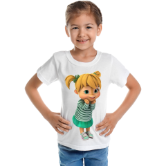 Çocuk T-shirt Beyaz 'Kız Çocuk2' Baskılı