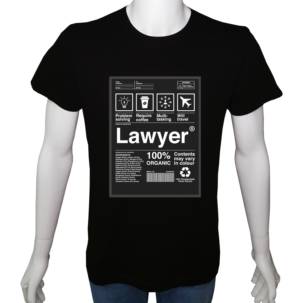 Unisex T-shirt Siyah 'İş&Meslek / Avukat1' Baskılı