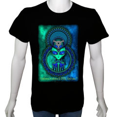 Unisex T-shirt Siyah 'Uçak&Uzay / Alien5' Baskılı