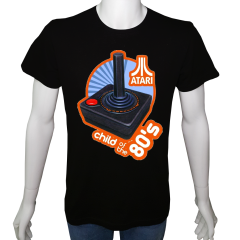 Unisex T-shirt Siyah 'PC Oyuncu/Atari1' Baskılı