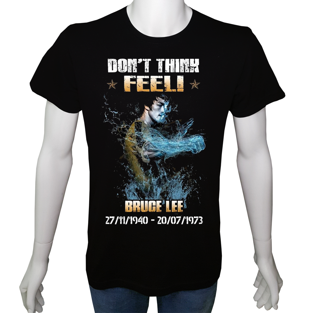 Unisex T-shirt Siyah 'Ünlüler / Bruce Lee2' Baskılı